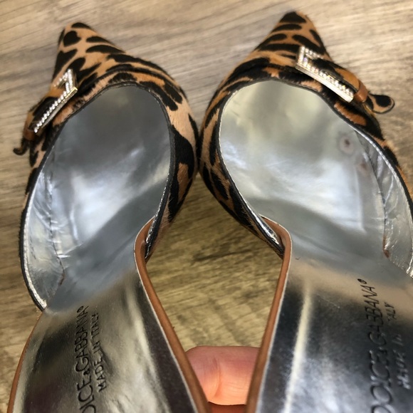 D&G Animal Print Fur Diamond Buckle Point Toe Heel - Picture 6 of 16